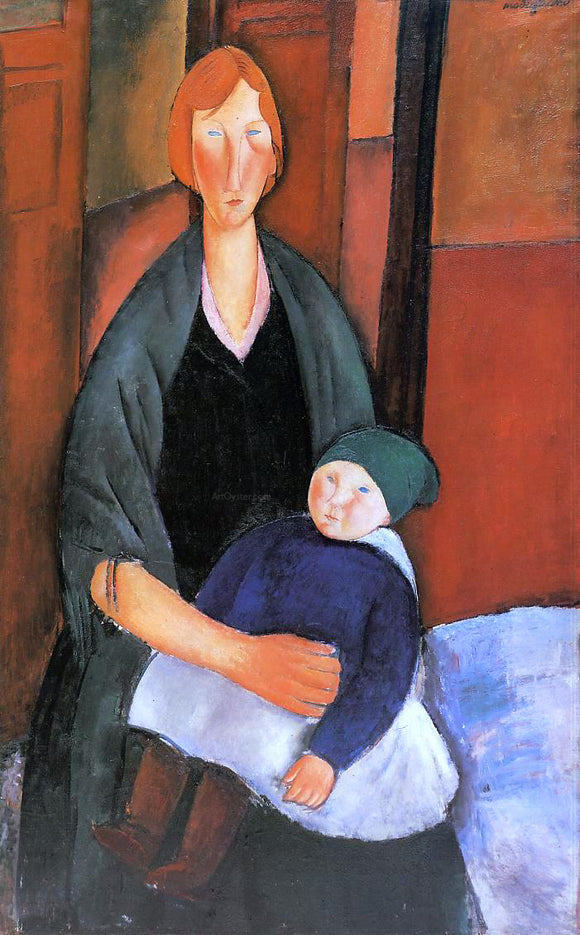  Amedeo Modigliani Seated Woman with Child (also known as Motherhood) - Canvas Art Print