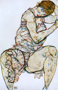  Egon Schiele Seated Woman with Her Left Hand in Her Hair - Canvas Art Print