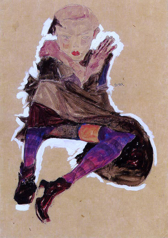  Egon Schiele Seated Young Girl - Canvas Art Print