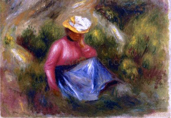  Pierre Auguste Renoir Seated Young Girl with Hat - Canvas Art Print