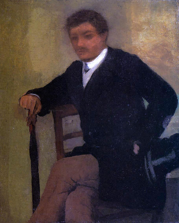  Edgar Degas Seated Young Man in a Jacket with an Umbrella - Canvas Art Print