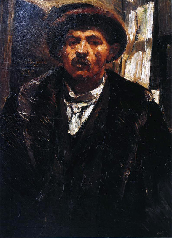  Lovis Corinth Self Portrait in a Fur Coat and a Fur Cap - Canvas Art Print