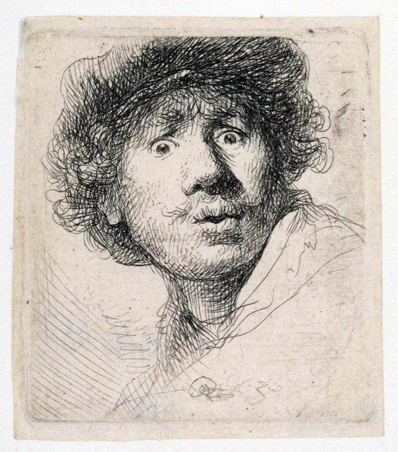 Rembrandt Van Rijn Self Portrait with a Cap, Openmouthed - Canvas Art Print