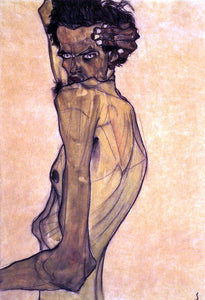  Egon Schiele Self Portrait with Arm Twisting above Head - Canvas Art Print