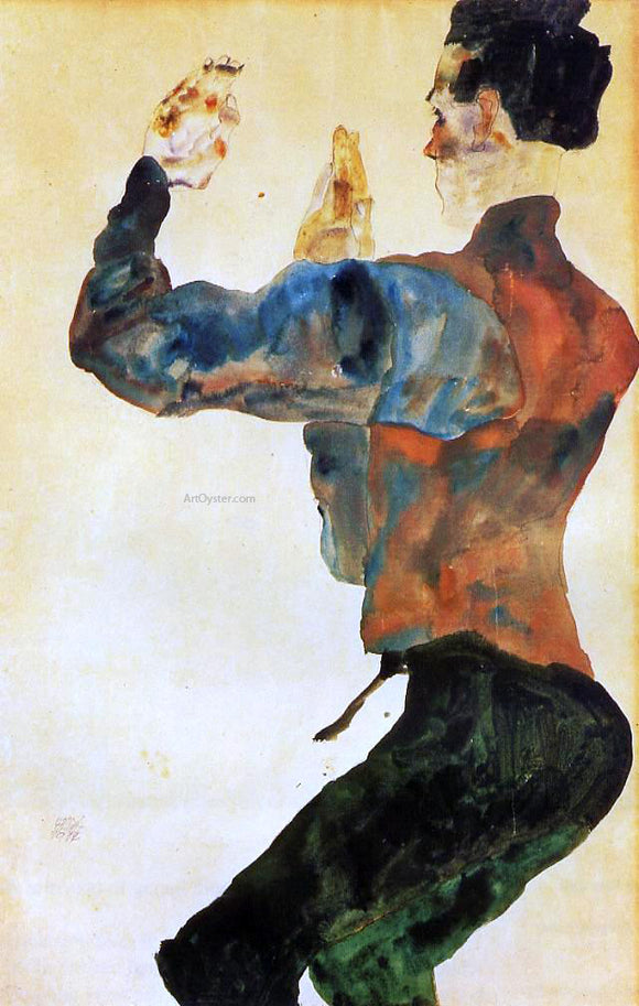  Egon Schiele Self Portrait with Raised Arms, Back View - Canvas Art Print