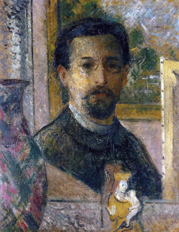  Gustave Loiseau Self Portrait with Statuette - Canvas Art Print