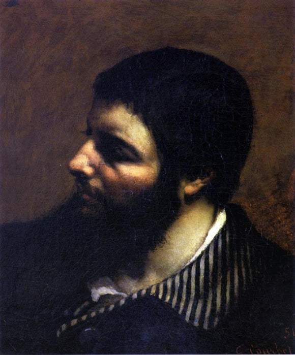  Gustave Courbet Self Portrait with Striped Collar - Canvas Art Print