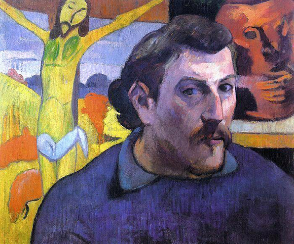  Paul Gauguin Self Portrait with 'Yellow Christ' - Canvas Art Print