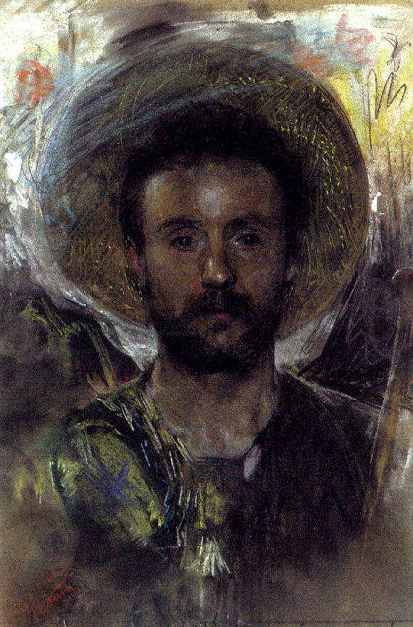  Antonio Mancini Self-Portrait - Canvas Art Print