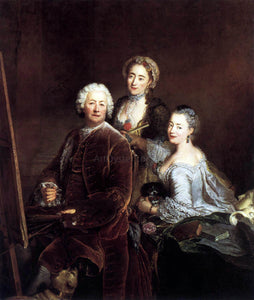  Antoine Pesne Self-Portrait with Daughters - Canvas Art Print