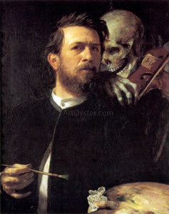  Arnold Bocklin Self-Portrait with Death as a Fiddler - Canvas Art Print