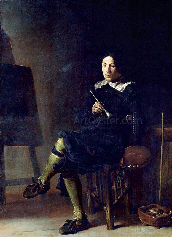  Cornelis Saftleven Selfportrait with Easel - Canvas Art Print