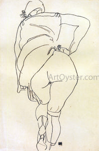  Egon Schiele Semi-Nude, Back View - Canvas Art Print