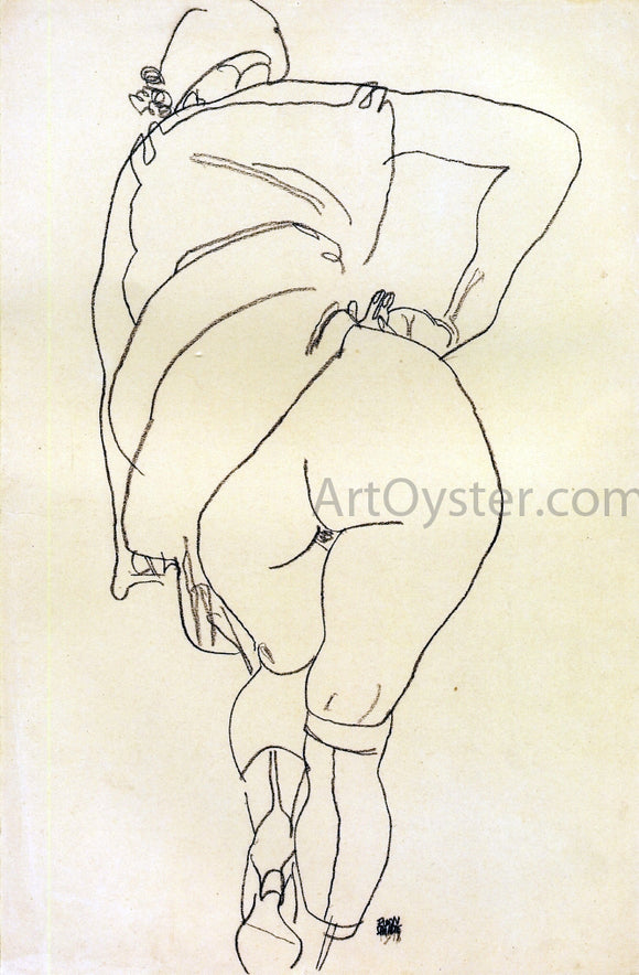  Egon Schiele Semi-Nude, Back View - Canvas Art Print