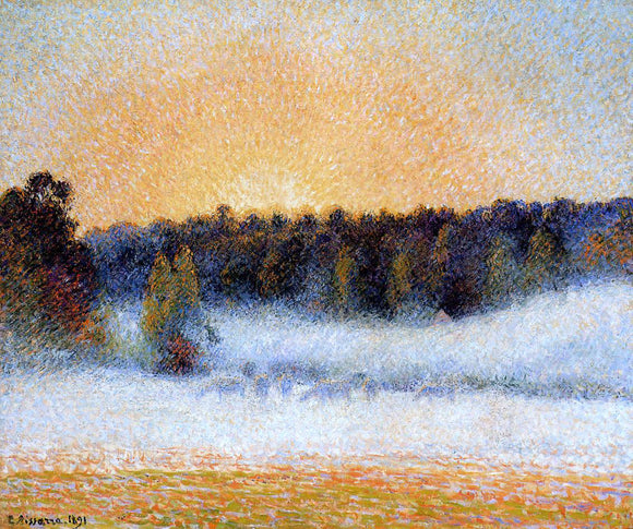  Camille Pissarro Setting Sun and Fog, Eragny - Canvas Art Print