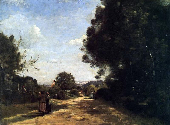  Jean-Baptiste-Camille Corot Sevres-Brimborion - View toward Paris - Canvas Art Print