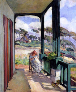 Henri Lebasque Sewing on the Terrace at Morgat - Canvas Art Print