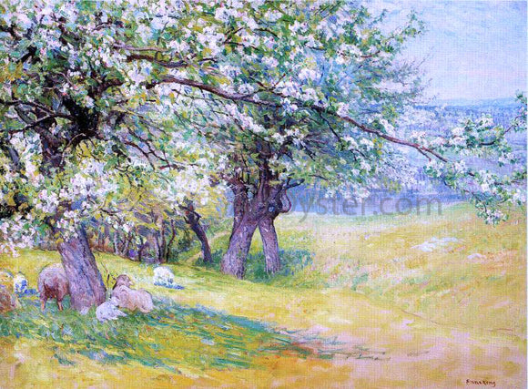  John Joseph Enneking Sheep Under the Apple Blossoms - Canvas Art Print