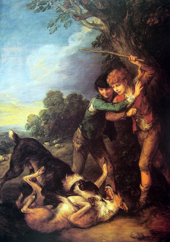  Thomas Gainsborough Shepherd Boys with Dogs Fighting - Canvas Art Print
