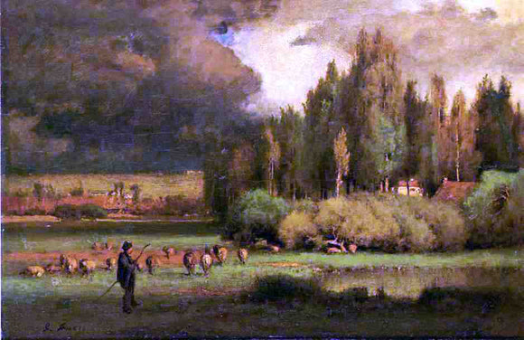  George Inness Shepherd in a Landscape - Canvas Art Print