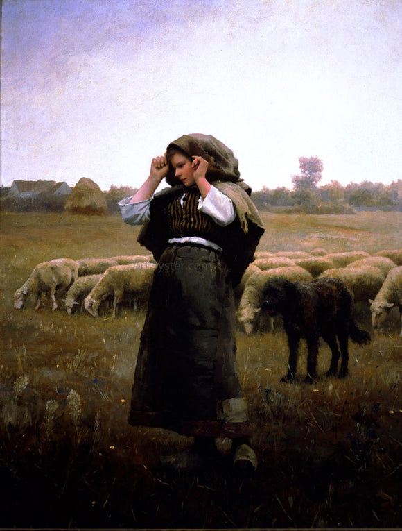  Daniel Ridgway Knight Shepherdess and her Flock - Canvas Art Print