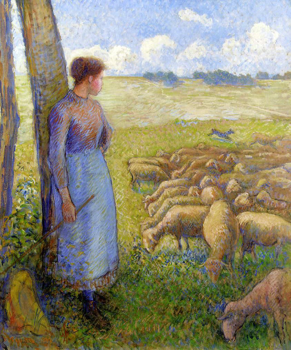  Camille Pissarro A Shepherdess and Sheep - Canvas Art Print