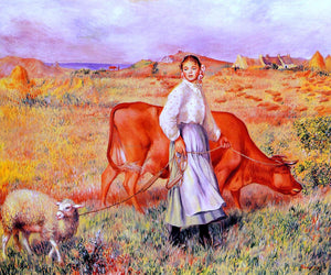  Pierre Auguste Renoir Shepherdess, Cow and Ewe - Canvas Art Print