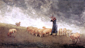  Winslow Homer Shepherdess Tending Sheep - Canvas Art Print