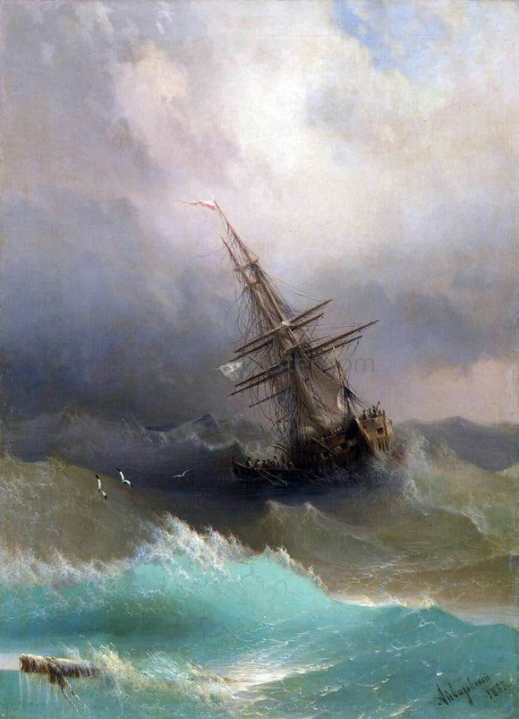  Ivan Konstantinovich Aivazovsky A Ship in the Stormy Sea - Canvas Art Print