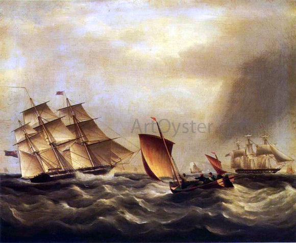  James E Buttersworth Shipping in Rough Seas - Canvas Art Print