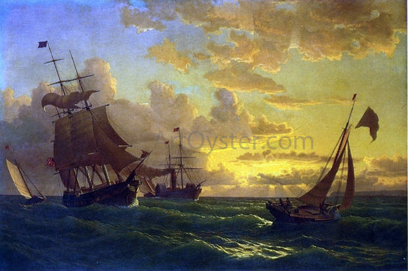  William Bradford Shipping in Rough Waters - Canvas Art Print