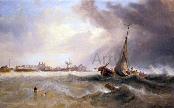  James Wilson Carmichael Shipping off a Coast in Choppy Seas - Canvas Art Print