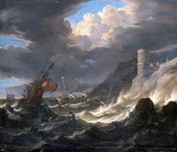  The Younger Pieter Mulier Shipping off a Rocky Coast in Storm - Canvas Art Print