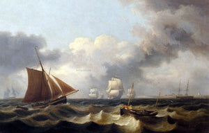  Thomas Luny Shipping Off the Coast - Canvas Art Print