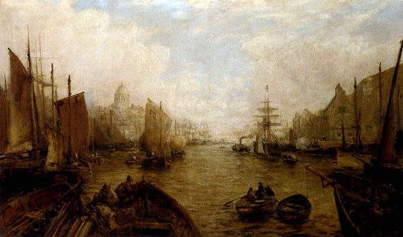  William Edward Webb Shipping on the Thames - Canvas Art Print