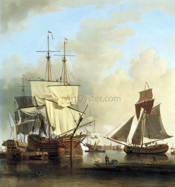  Samuel Scott Shipping on the Thames off Rotherhithe - Canvas Art Print
