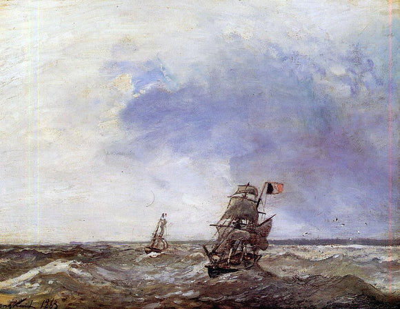  Johan Barthold Jongkind Ships at Sea - Canvas Art Print