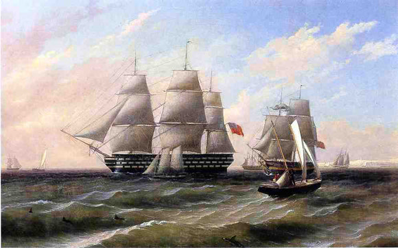  Thomas Birch Ships at Sea - Canvas Art Print