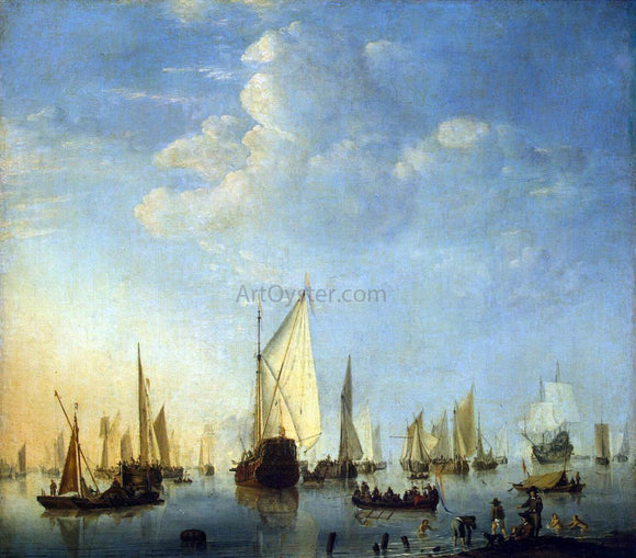  The Younger Willem Van de  Velde Ships in a Calm Sea - Canvas Art Print