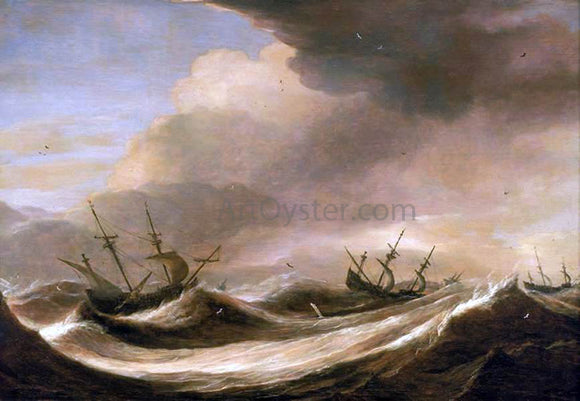  The Elder Pieter Mulier Ships in a Heavy Sea Running Before a Storm - Canvas Art Print