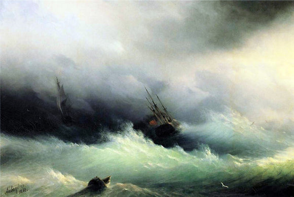  Ivan Constantinovich Aivazovsky A Ship in a Storm - Canvas Art Print