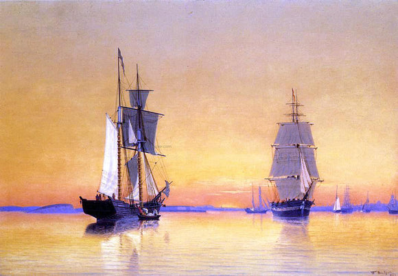  William Bradford Ships in Boston Harbor at Twilight - Canvas Art Print