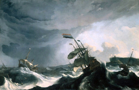  Ludolf Backhuysen Ships in Distress in a Heavy Storm - Canvas Art Print