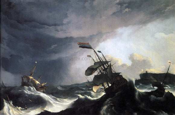  Ludolf Backhuysen Ships in Distress in a Raging Storm - Canvas Art Print