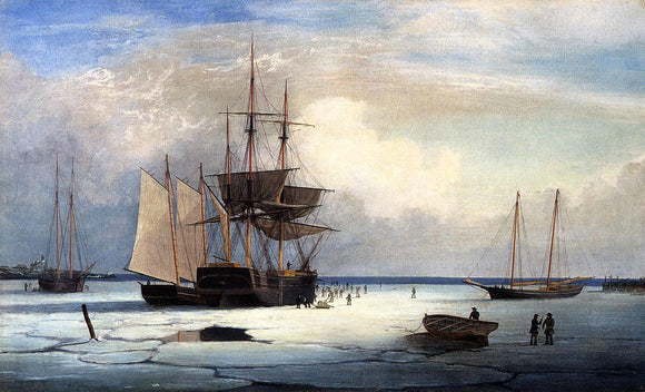  Fitz Hugh Lane Ships in Ice off Ten Pound Island - Canvas Art Print