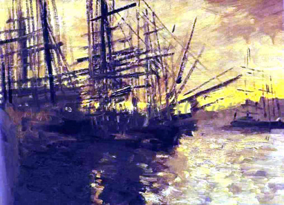  Constantin Alexeevich Korovin Ships in Marseilles Port. - Canvas Art Print