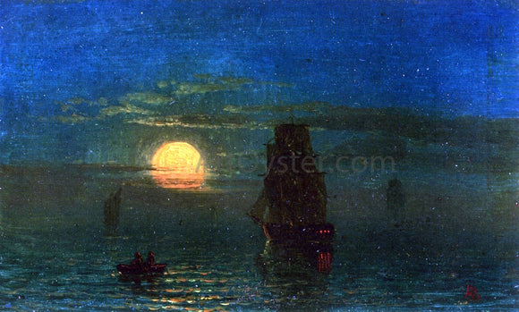  Albert Bierstadt Ships in Moonlight - Canvas Art Print