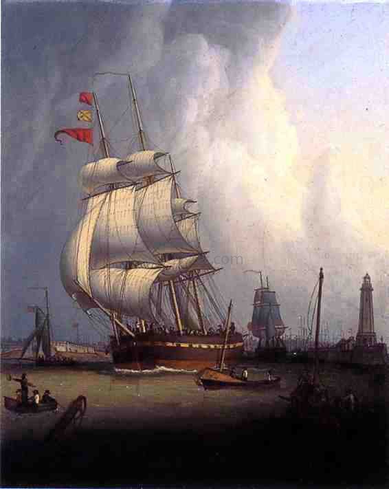  Robert Salmon Ships Leaving Boston Harbor - Canvas Art Print