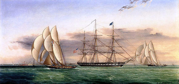  James E Buttersworth Ships off Castle Garden - Canvas Art Print