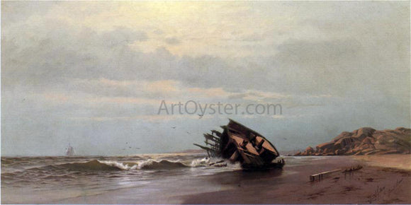  Francis A Silva Shipwreck on a Sandy Beach - Canvas Art Print